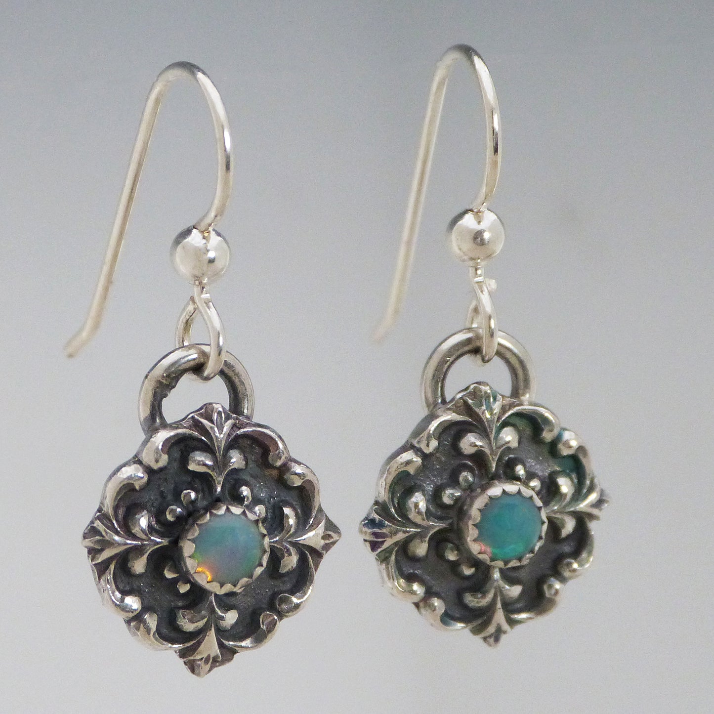 Opal Victorian Button Earrings