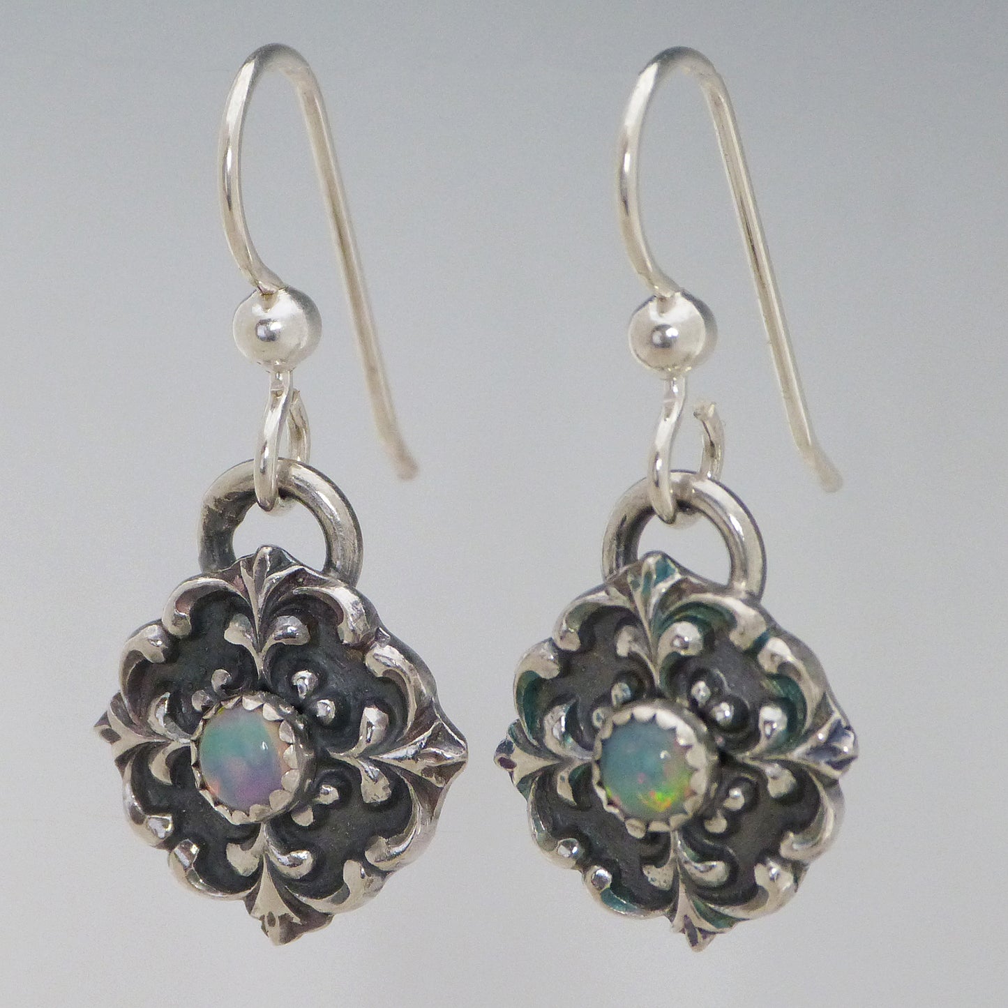 Opal Victorian Button Earrings