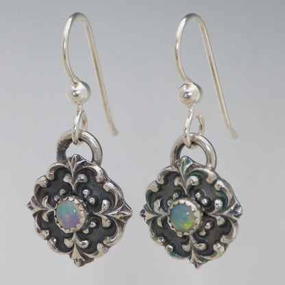 Opal Victorian Button Earrings