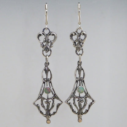Victorian Hand Pierced Earrings with Ethiopian Opal