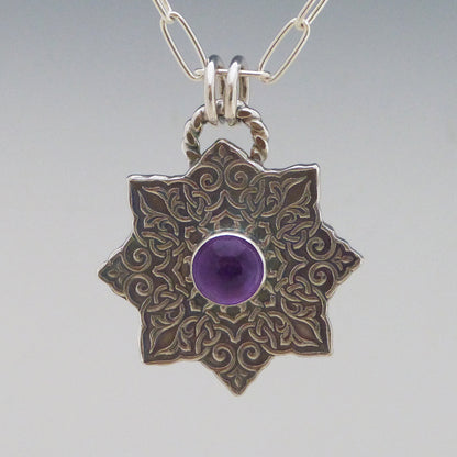 Celtic 8-Sided Mandala Necklace with Amethyst