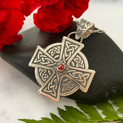Ancient Celtic Cross with Garnet