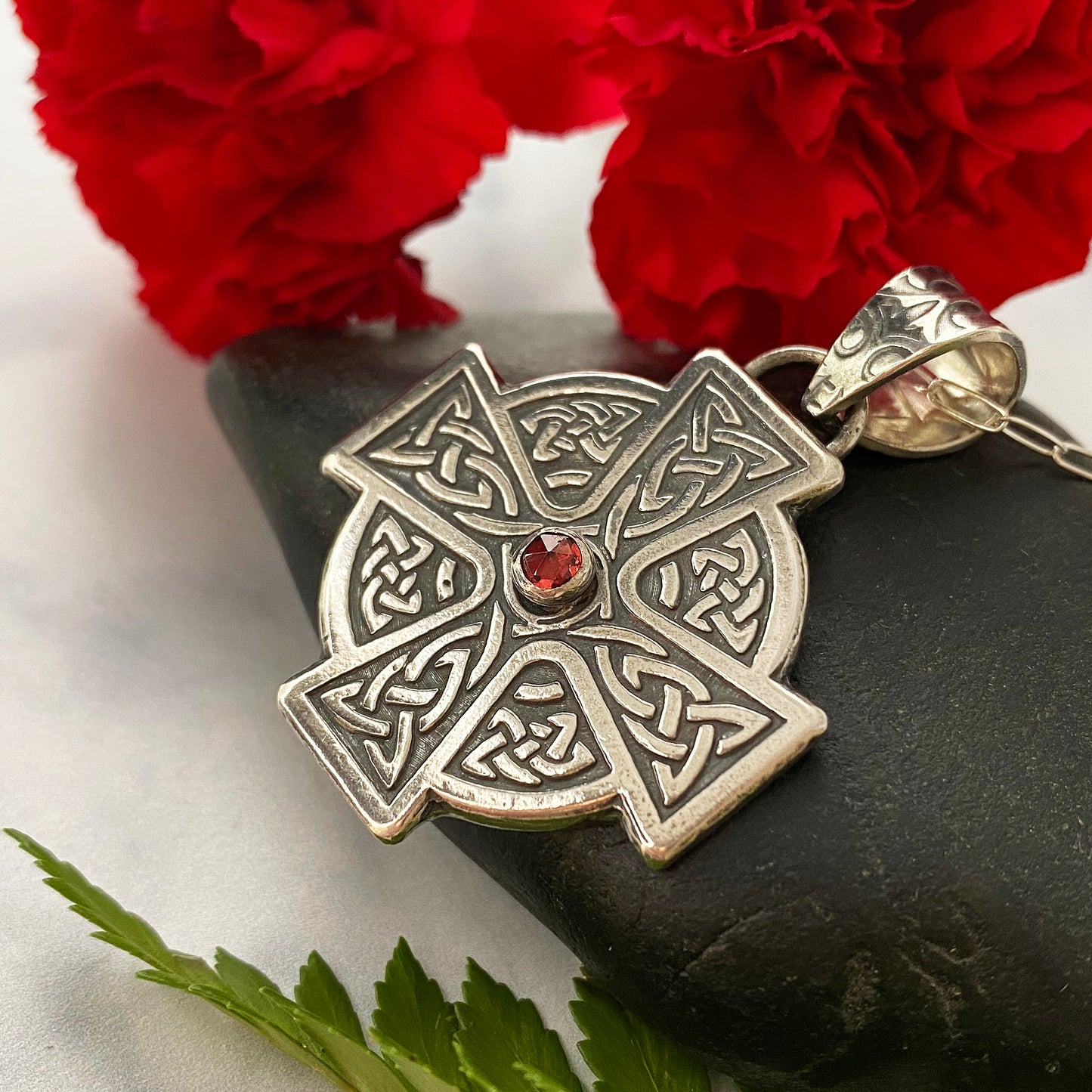 Ancient Celtic Cross with Garnet