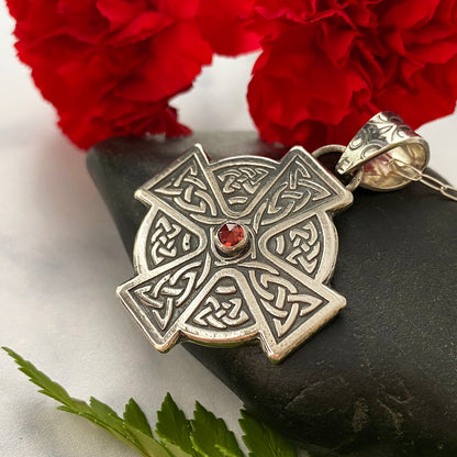 Ancient Celtic Cross with Garnet