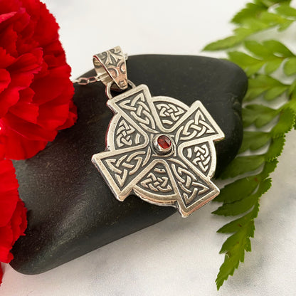 Ancient Celtic Cross with Garnet