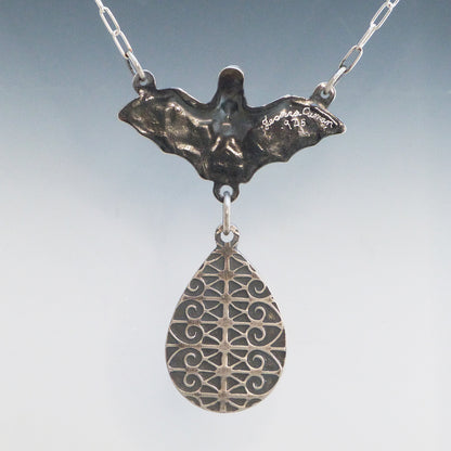 Bat Pendant with Teardrop Labradorite