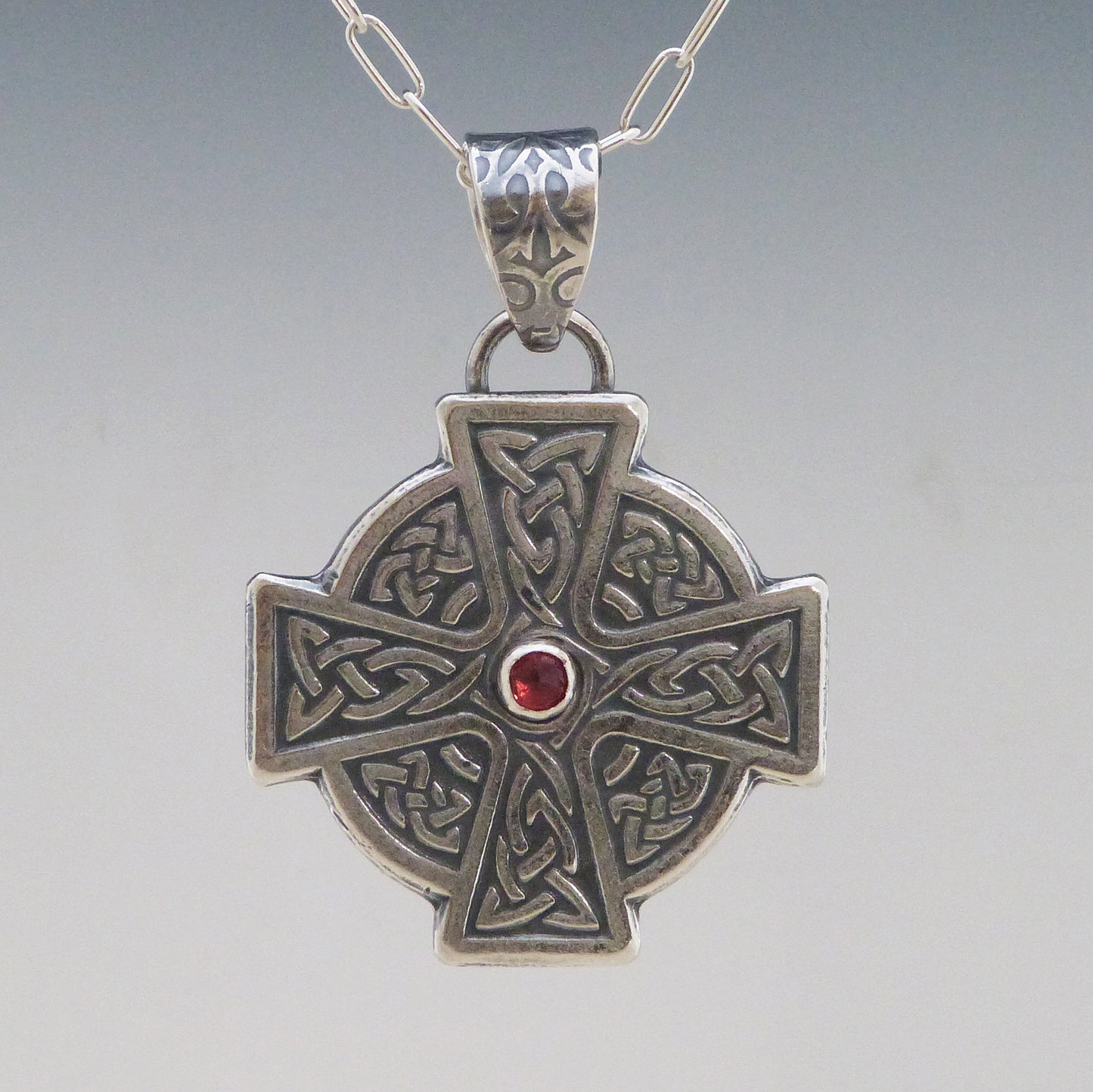 Ancient Celtic Cross with Garnet