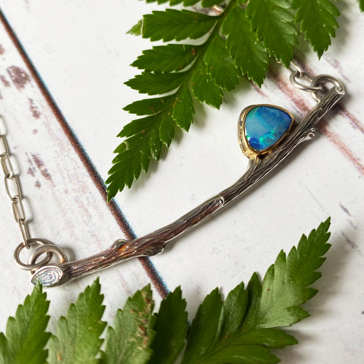 Boulder Opal Twig Necklace