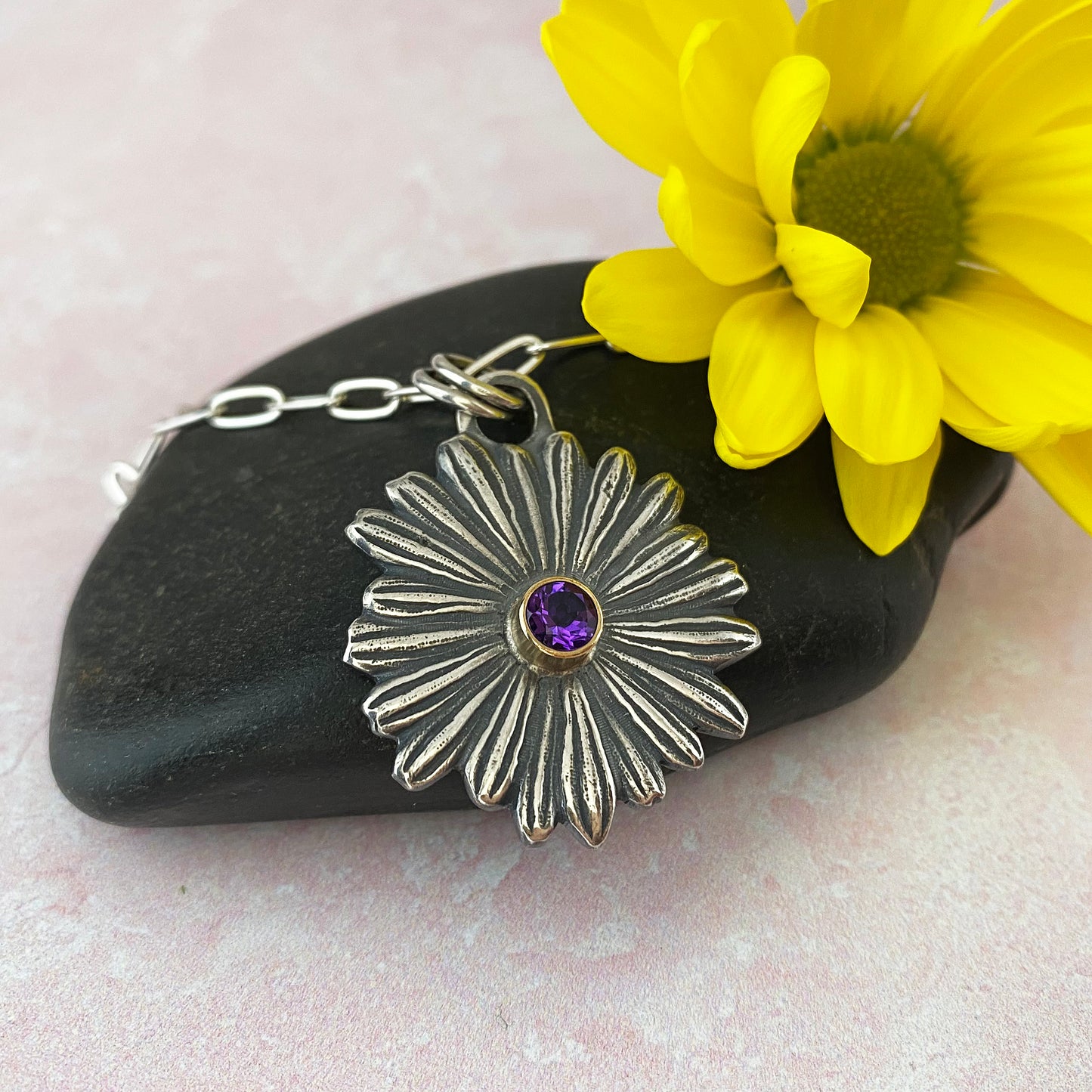 Amethyst Daisy Necklace