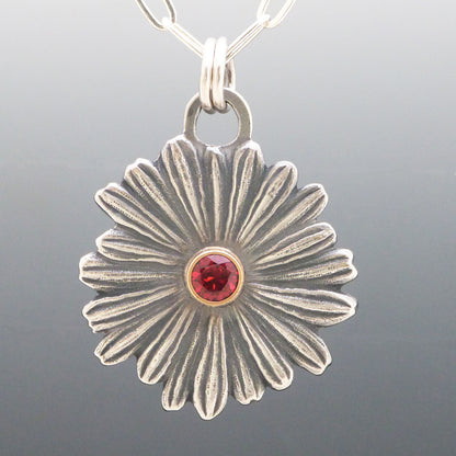 Garnet Daisy Necklace