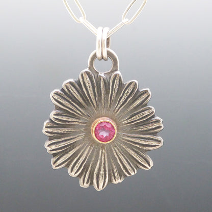 Pink Topaz Daisy Necklace