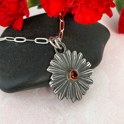 Garnet Daisy Necklace