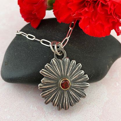 Garnet Daisy Necklace
