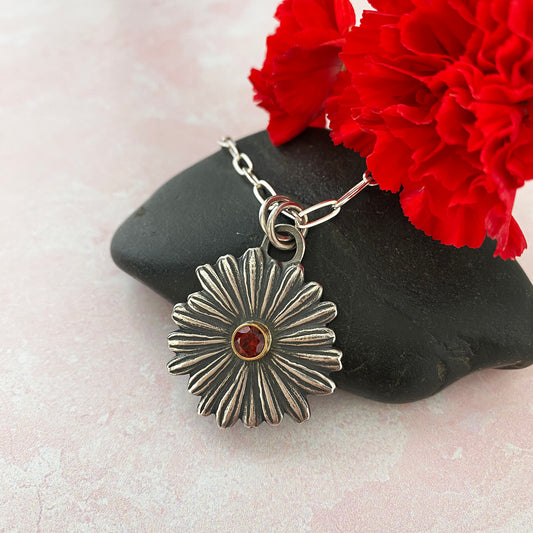 Garnet Daisy Necklace