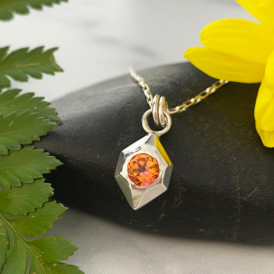 Geometric Gemstone Necklace Mystic Topaz