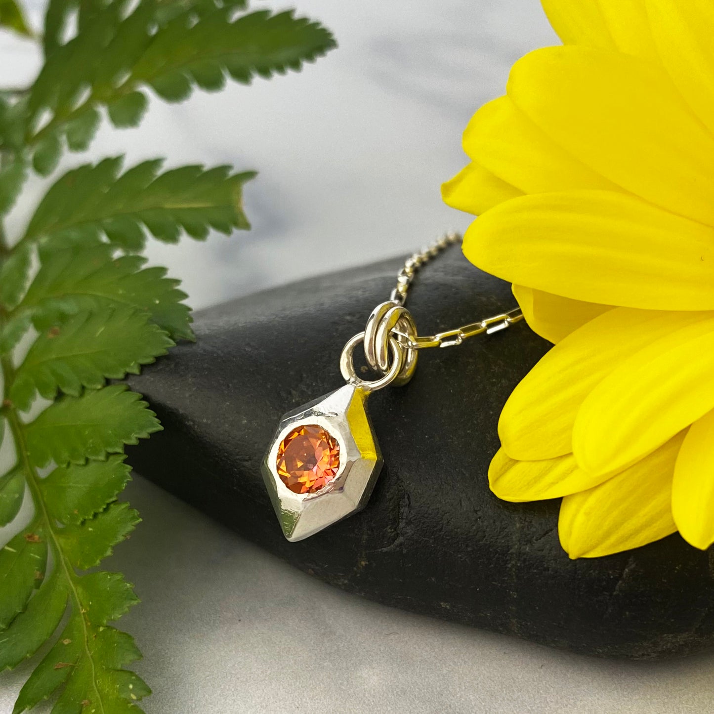 Geometric Gemstone Necklace Mystic Topaz