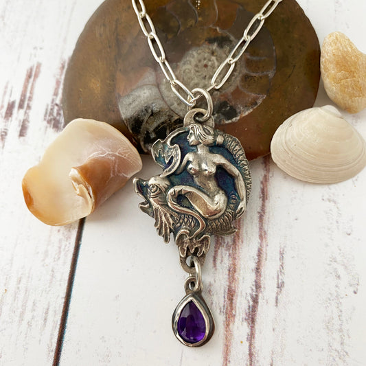 Sparkles the Mermaid with Teardrop Amethyst