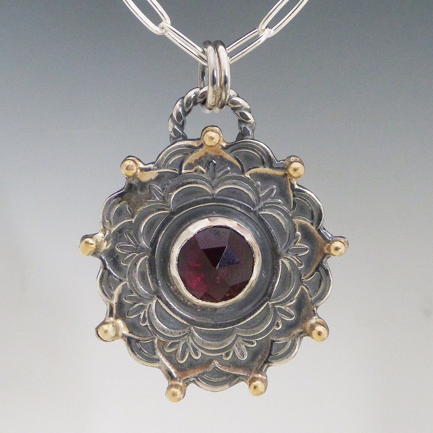 Mandala Garnet Necklace