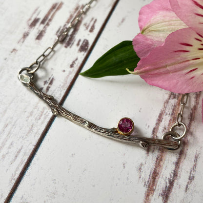 Pink Topaz Twig Necklace
