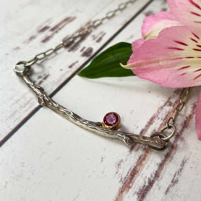 Pink Topaz Twig Necklace