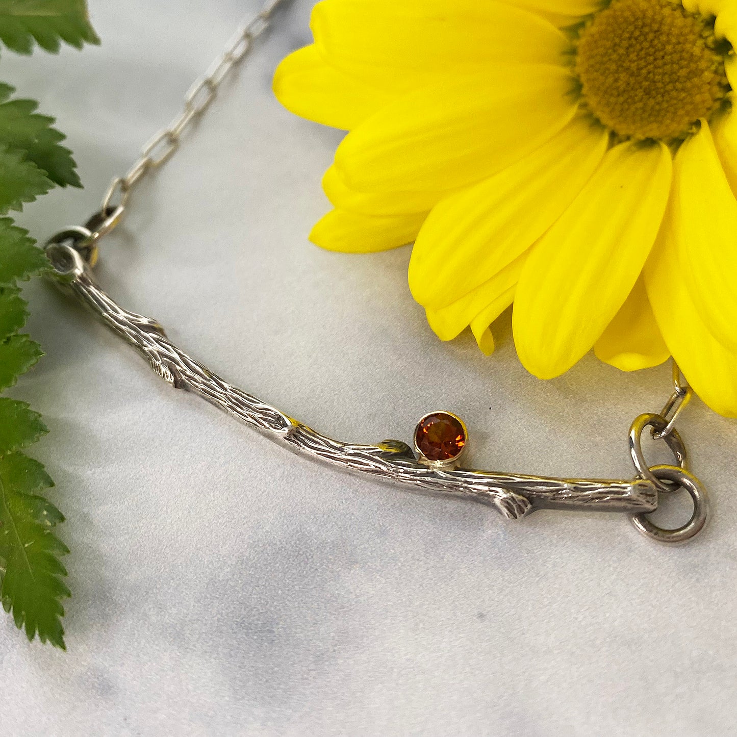 Pink Topaz Twig Necklace