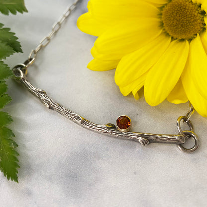 Pink Topaz Twig Necklace