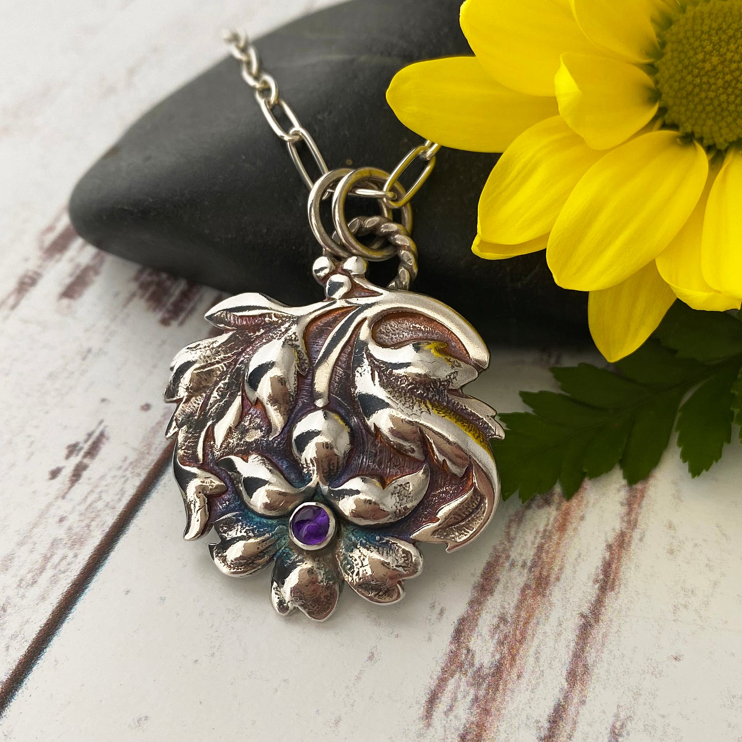 Amethyst Upside Down Flower Necklace