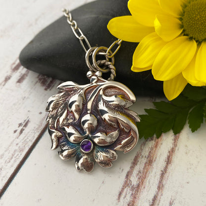 Amethyst Upside Down Flower Necklace