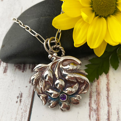 Amethyst Upside Down Flower Necklace