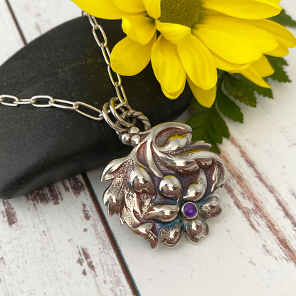Amethyst Upside Down Flower Necklace