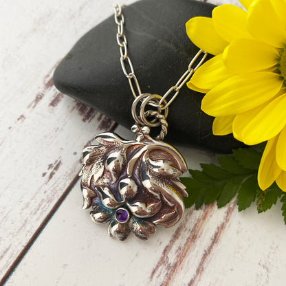 Amethyst Upside Down Flower Necklace