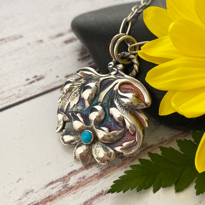 Turquoise Upside Down Flower Necklace