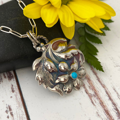 Turquoise Upside Down Flower Necklace