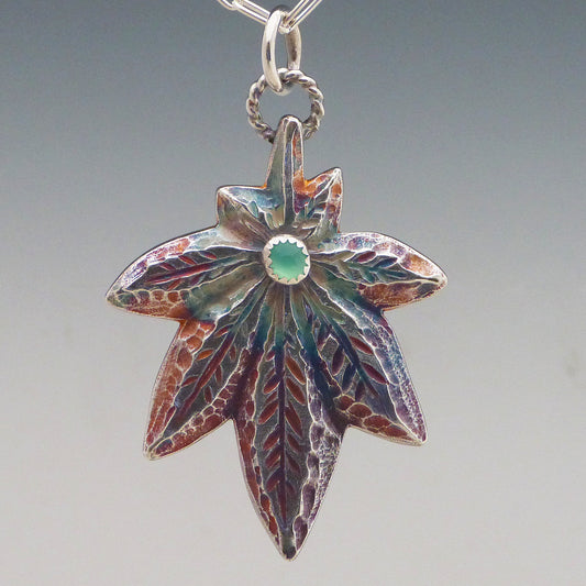 Marijuana Leaf with Chrysoprase