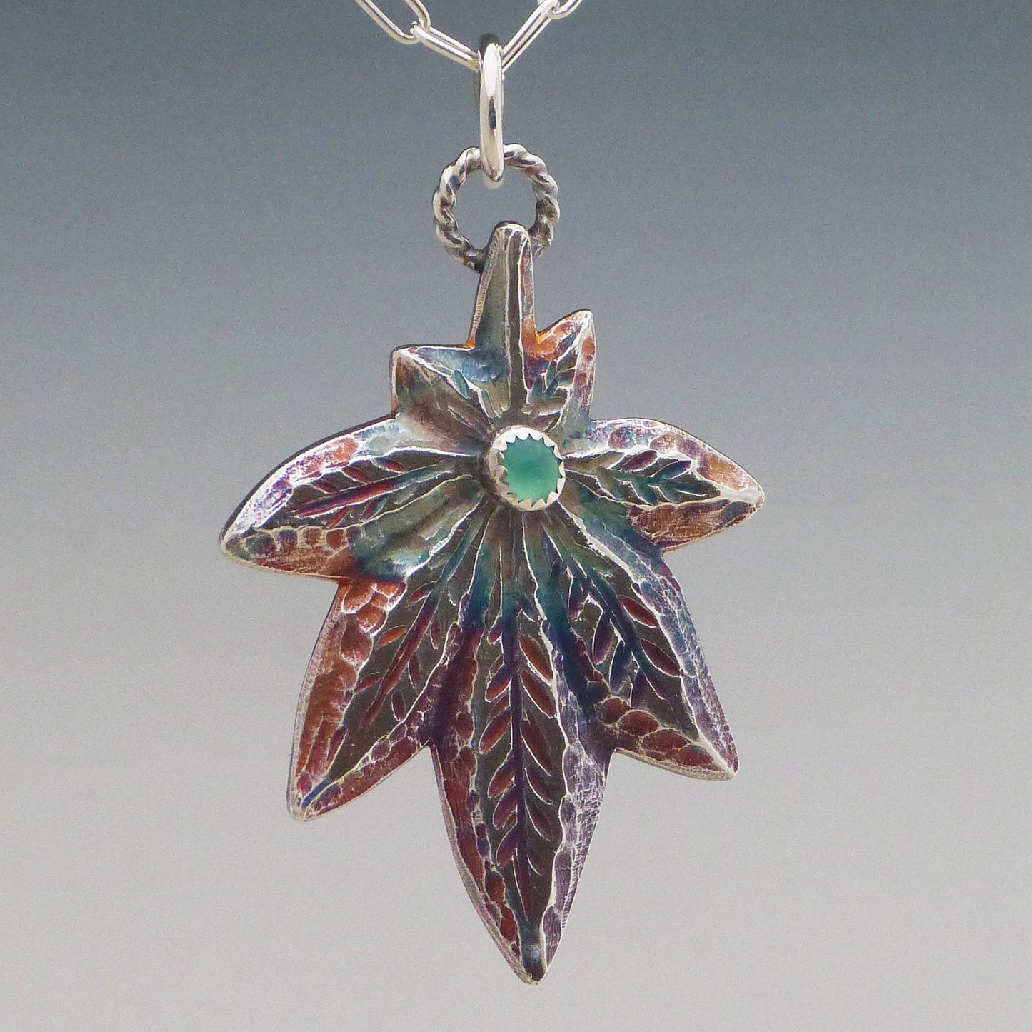 Marijuana Leaf with Chrysoprase