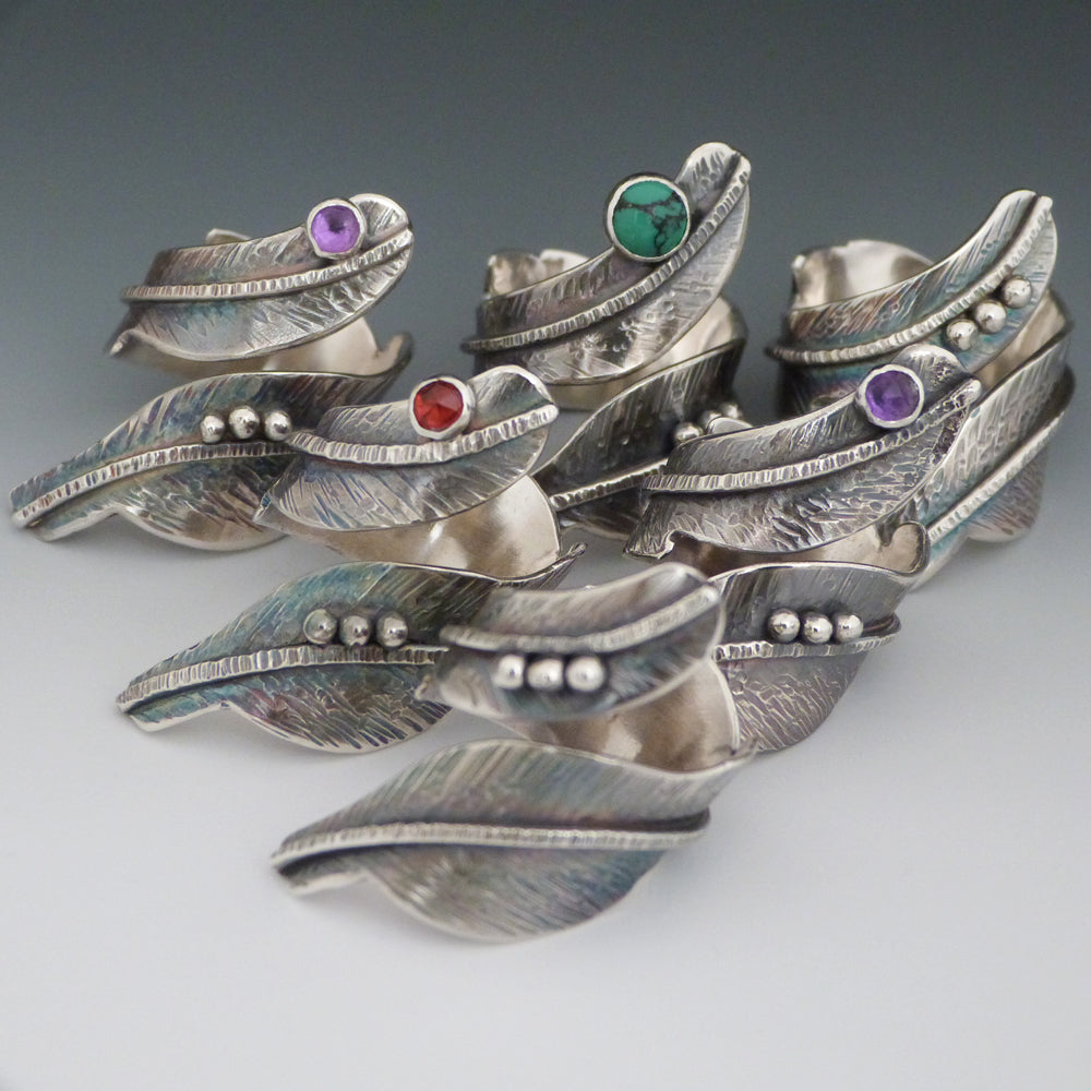 Feather Wrap Ring (Various Stone Options)