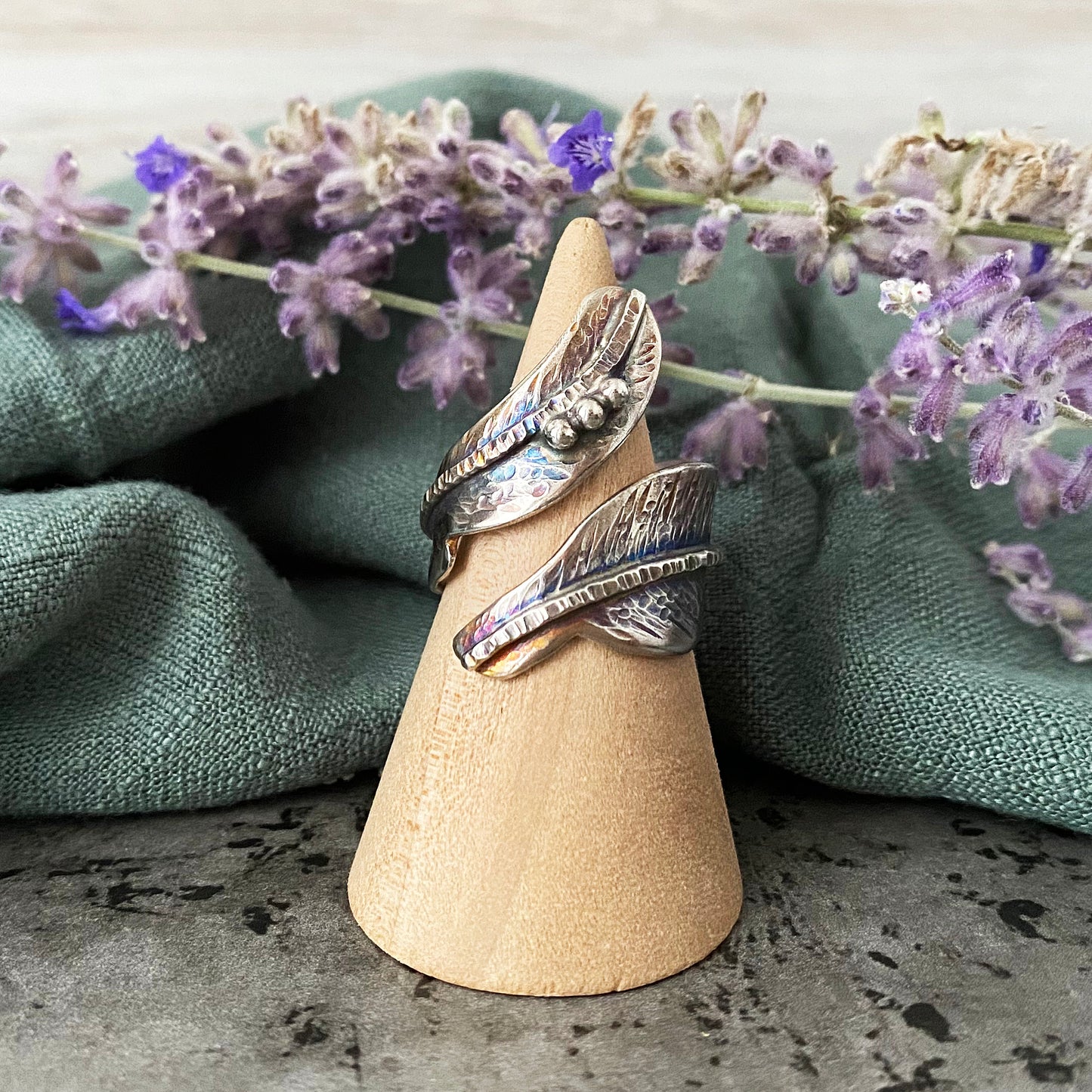 Feather Wrap Ring (Various Stone Options)