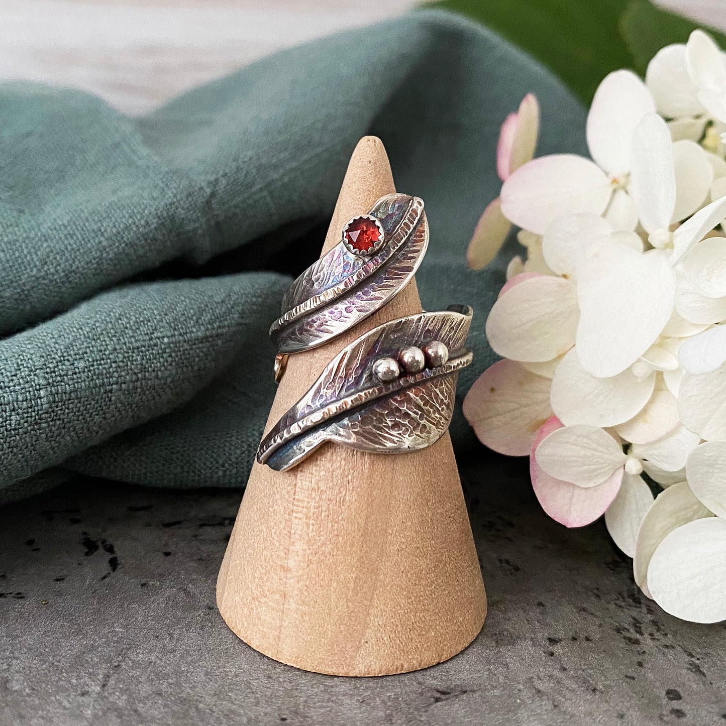 Feather Wrap Ring (Various Stone Options)