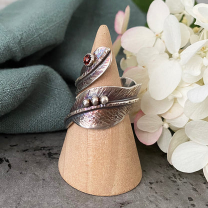 Feather Wrap Ring (Various Stone Options)