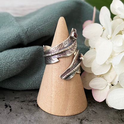 Feather Wrap Ring (Various Stone Options)