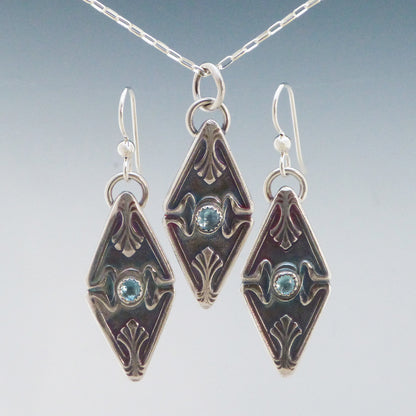 Art Deco Blue Topaz Earrings