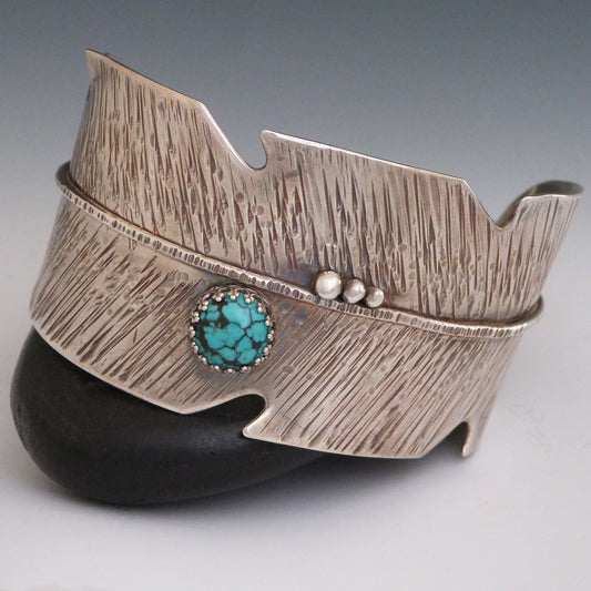 Sterling Silver and Turquoise Feather Cuff