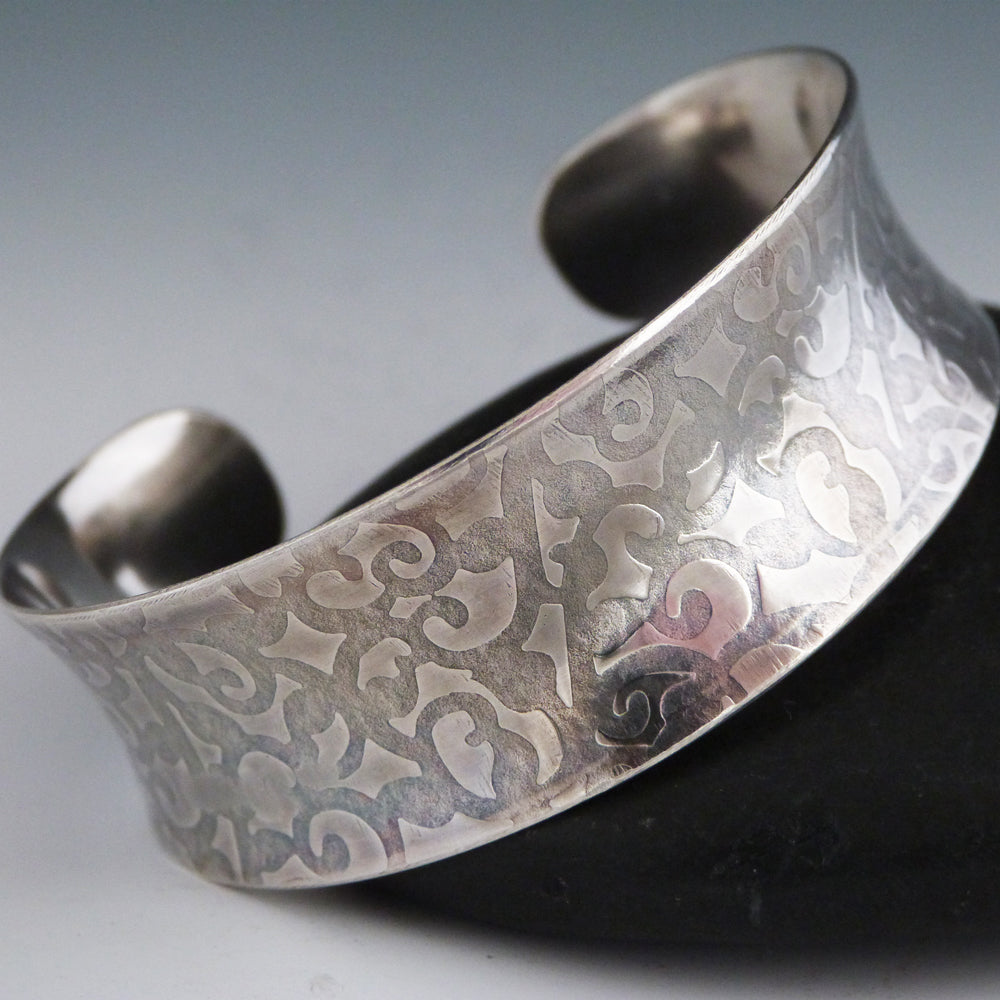 Grapevine Textured Sterling Anticlastic Bracelet