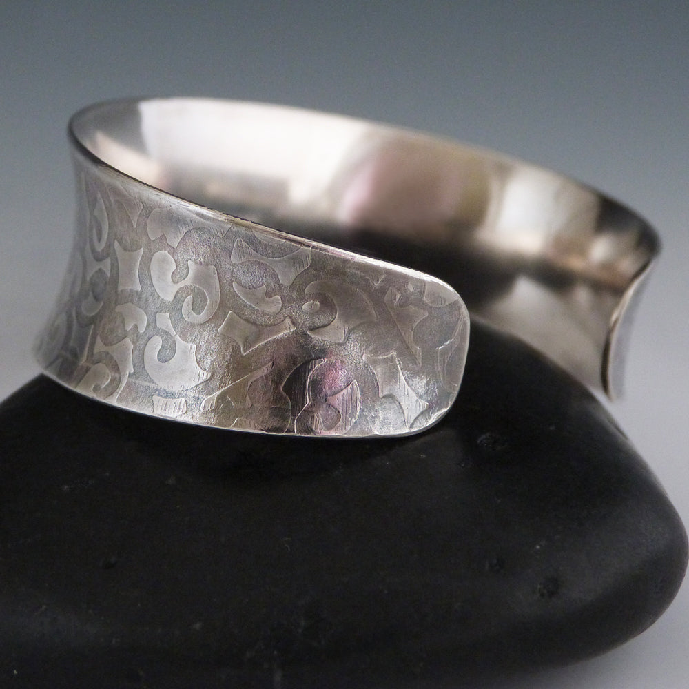 Grapevine Textured Sterling Anticlastic Bracelet