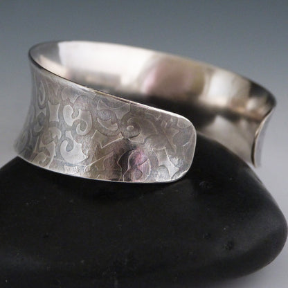 Grapevine Textured Sterling Anticlastic Bracelet