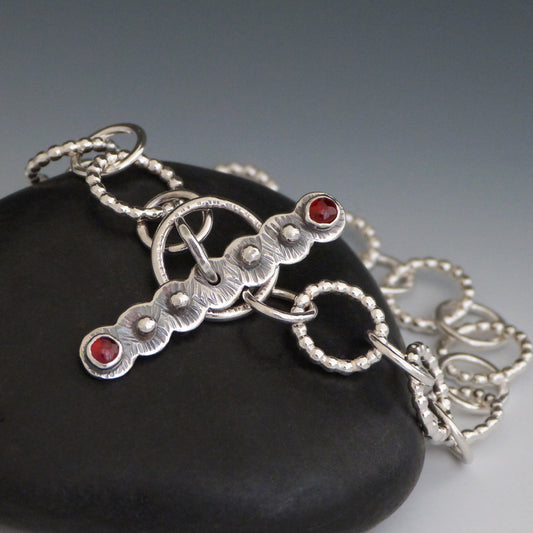 Sterling Silver Garnet Toggle Clasp Bracelet