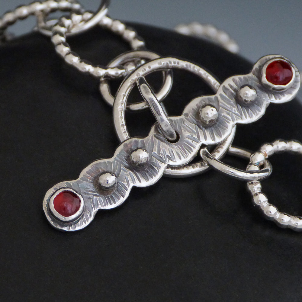 Sterling Silver Garnet Toggle Clasp Bracelet
