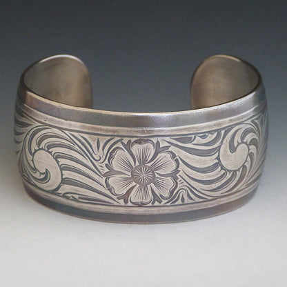 Silver Floral Cuff Bracelet
