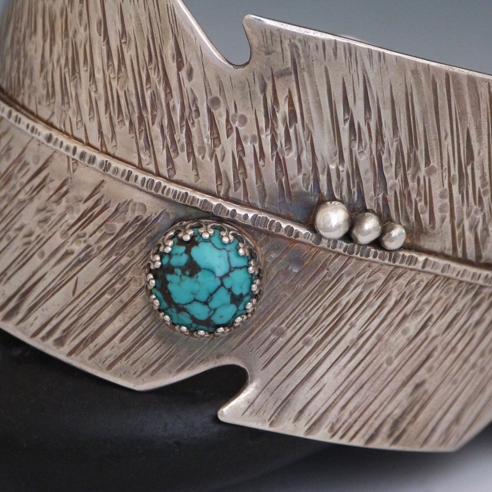 Sterling Silver and Turquoise Feather Cuff