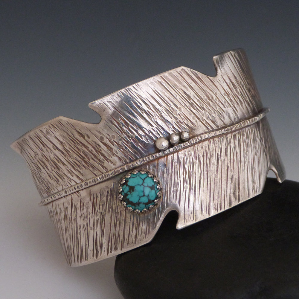 Sterling Silver and Turquoise Feather Cuff